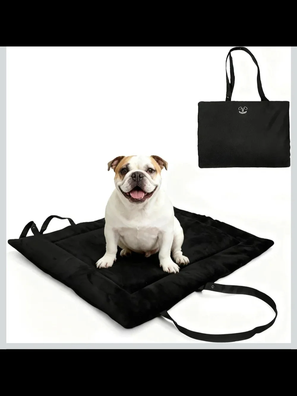 Pet Travel Mat & Tote — Black Dog Bed by